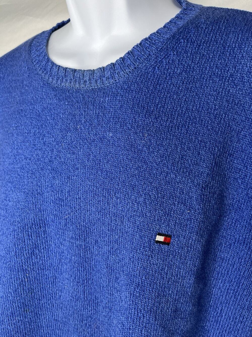 Tommy Hilfiger Pullover Sweater Blue Knit Crew Neck Mens Size XL All Cotton